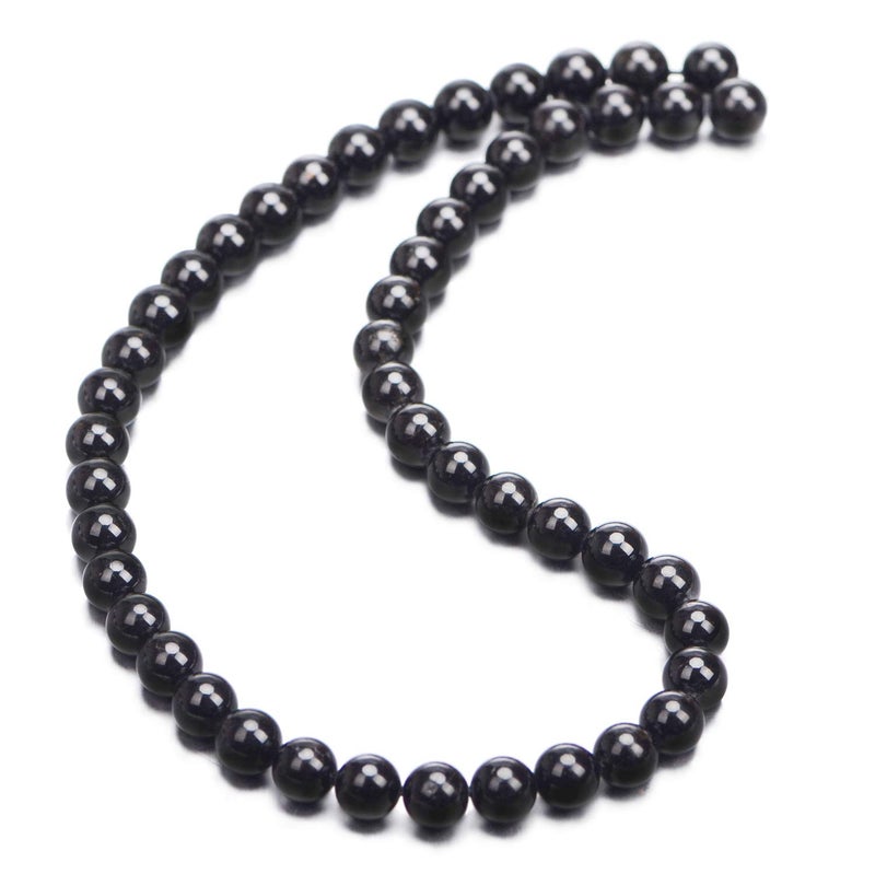 AD BEADS Natural Black Tourmaline Gemstone Round Beads 15.5â€œ A Grad (8mm) - Image 2